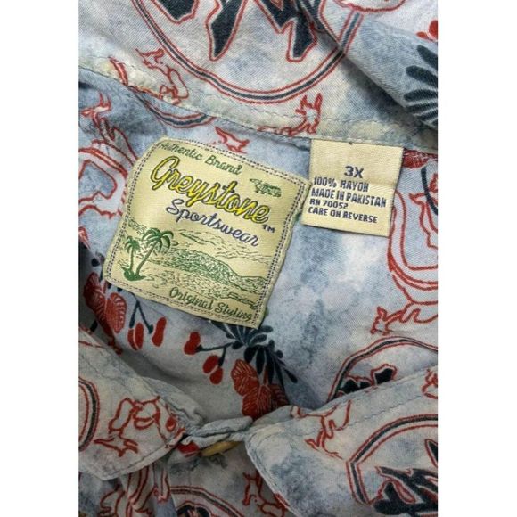 3xl XXXL Greystone Sportswear Summer Shirt Asian Dragon Design Rayon blue red - Picture 5 of 5